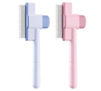 Mrltau Brosse Auto-nettoyante pour Animaux, 2 Pièces, Griffes Acier Inoxydable Longues & Courtes, Peigne pour Chats et Chiens, Brosse pour Poils Longs et Courts, Brosse à Poils pour Chats (Bleu +