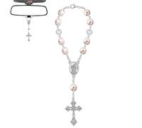 Mrltau Déko Pendentif Saint Christophe Rétroviseur Auto, Amulette Porte-Bonheur (Rose)