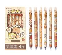 Mrltau Lot de 6 stylos effaçables avec capibaras (0,5 mm bleu), rétractables, Capybara Cosas, Esthétique Kapibara, Kawaii Articles mignons