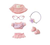 Mrltau Tenue de Loisirs Mignonne pour poupées Vinyl Plush Toy, avec Chapeau de pêche en Velours côtelé, Gilet en Tricot, Jupe Mini, caméra déco, Chaussures, Accessoires pour la première/deuxième