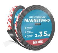 MrMag® Lot de 2 bandes magnétiques autocollantes puissantes - Type A+B - Idéal pour moustiquaire - 2 x 3,5 m - Bande magnétique avec adhésif puissant