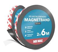 MrMag® Lot de 2 bandes magnétiques autocollantes puissantes - Type A+B - Idéal pour moustiquaire - 2 x 6 m - Bande magnétique avec adhésif puissant