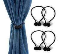MRMIAN 4 Pièces Magnétiques pour Rideaux, Noir Embrasse Rideau, Boucle de Rideau à Boucle Tressée Magnétique, Crochets de Rideaux, Attaches de Rideaux pour Bureau, Salon, Chambre (Noir)