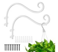MrMrKura Lot de 2 crochets en métal à suspendre pour plantes d'extérieur - Pour suspendre des mangeoires à oiseaux, des lanternes, des carillons éoliens (blanc)