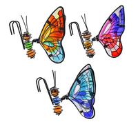 MrMrKura Lot de 3 décorations en forme de papillon pour pots de fleurs, décorations colorées en métal à suspendre pour jardin, cour, clôture, décoration extérieure (papillon)