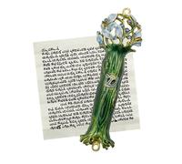 MrMrKura Mezouzah avec parchemin pour porte, étui en émail et alliage de zinc pour porte, rouleau Mezouzha peint en couleur casher pour cadeaux juifs/décoration juive, Noël (vert vif, 4 x 12,4 cm)