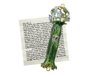 MrMrKura Mezouzah avec parchemin pour porte, étui en émail et alliage de zinc pour porte, rouleau Mezouzha peint en couleur casher pour cadeaux juifs/décoration juive, Noël (vert vif, 4 x 12,4 cm)