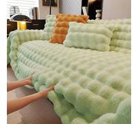 MRMRMNR Housse de Canapé en Fausse Fourrure de Lapin - Plaid Épais, Antidérapant Canapé 2/3/4 Places, Couverture Chaude D’Hiver, Disponible en Plusieurs Dimensions (180x130cm - 180x420cm)