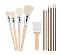 MRNHA 11 Pièces Outils de Glaçage de Poterie Différentes Formes Pinceaux en Céramique en Bois Ensemble de Pinceaux en Céramique pour Étudiants Artistes Adultes