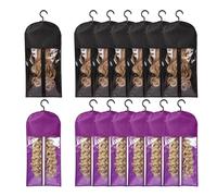 MRNHA 12 Pièces de Rangement de de Perruque avec Cintre, Support D'Extension de Cheveux, Rangement de Perruque pour Plusieurs Porte-Perruques, Sac de Perruque, Extension de Cheveux