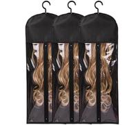 MRNHA 3 Pièces Porte-Perruque Extra Long et de Rangement, Support D'Extension de Cheveux Anti-Poussière et Étanche, Conçu pour les Perruques Noires