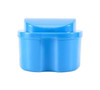 MRNHA Bleu Cas de Dentier, Coupe de ProthèSe avec Passoire, BoîTe de Bain de ProthèSe Fausses Dents BoîTe de Rangement avec Basket Net Porte-Conteneurs pour