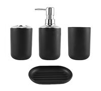 MRNHA Ensemble D'Accessoires de Salle de Bain en Plastique de 4 Pièces, Ensemble D'Accessoires de Brosse de Toilette de Bain avec Porte-Brosse à Dents, Tasse de Brosse à Dents (Noir)