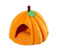 MRNHA Lit pour Chat en Forme de Citrouille, Lits pour D'Intérieur, Lit pour Chat en Forme de Citrouille, pour Chat avec Coussin Amovible, Orange et Rouge S