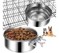MRNHA Paquet de 2 Gamelles pour Chien, Gamelle de Nourriture et D' pour Chien en Acier Inoxydable, Gamelles Suspendues pour Chien en Cage, Chenil, Argent Anti-Déversement