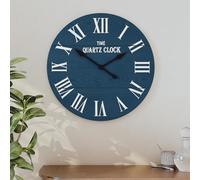 MROJISC Horloge Murale - Pendules Murales Silencieuse 60 cm Ronde Décorative Moderne pour Cuisine, Salon, Bureau, Bleu