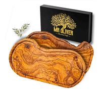 MrOliver® Neptune Planche à découper en bois d'olivier naturel - Planche à découper de cuisine professionnelle - Accessoires de cuisine design - Planche à découper en bois grand pour apéritif, viande,