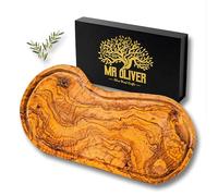 MrOliver® Neptune Planche à découper en bois d'olivier naturel - Planche à découper de cuisine professionnelle - Accessoires de cuisine design - Planche à découper en bois grand pour apéritif, viande,