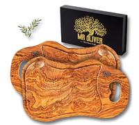 MrOliver® Saturn Planche à découper en bois d'olivier naturel - Planche à découper de cuisine professionnelle - Accessoires de cuisine design - Planche à découper en bois grand pour apéritif, viande,