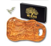 MrOliver® Saturn Planche à découper en bois d'olivier naturel - Planche à découper de cuisine professionnelle - Accessoires de cuisine design - Planche à découper en bois grand pour apéritif, viande,
