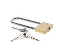 MroMax Cadenas en laiton, à clé identique, 30 mm de large, finition brossée, longue anse durcie, étanche, antirouille, verrou de porte pour tiroir, salle de sport, armoire, entrepôt, 1 pièce