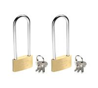 MroMax Cadenas en laiton avec clé et finition brossée 40 mm de large, longue anse durcie, étanche, antirouille pour tiroir, salle de sport, armoire, entrepôt, 2 pièces