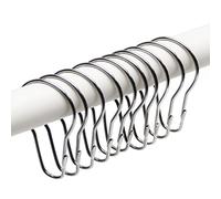 MroMax Crochets de rideau de douche en métal antirouille, double enroulement, crochet de douche Chromé pour la salle de bain Barre de douche Rideaux Argenté 4PCS Boucle de palan SS304.