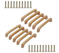 MroMax Lot de 10 poignées de tiroir en bois naturel Beige 65 mm Distance entre les trous 96 mm Longueur porte d'armoire