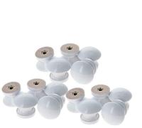 MroMax Lot de 15 boutons ronds en bois, 24 mm de diamètre, pour armoire, meuble de cuisine, commode, tiroir, armoire, blanc