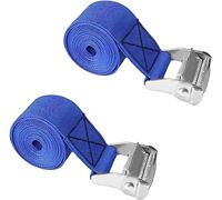 MroMax Lot de 2 sangles d'arrimage pour cargaison avec boucle de verrouillage à came 2,5 m x 5 cm Charge de travail 150 kg Bleu