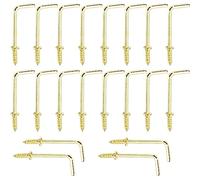 MroMax Lot de 20 crochets à visser en laiton, crochets d'épaule de 3,8 cm, crochets à vis à 7 formes, crochets à médaille à angle droit, crochets à vis autotaraudeuses en forme de L, crochets dorés en