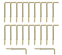 MroMax Lot de 20 crochets à visser en laiton, crochets d'épaule de 5,1 cm, crochets à vis à 7 formes, crochets à médaille à angle droit, crochets à vis autotaraudeuses en forme de L, crochets dorés en