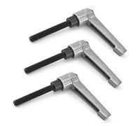 MroMax Lot de 3 poignées de serrage M6 x 40 mm en alliage d'aluminium avec filetage mâle réglable pour machine à tourner, travail du bois et équipements industriels Argenté