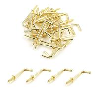 MroMax Lot de 30 crochets à visser en laiton, crochets d'épaule de 3,8 cm, crochets à vis à 7 formes, crochets à médaille à angle droit, crochets à vis autotaraudeuses en forme de L, crochets dorés en