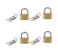 MroMax Lot de 4 cadenas à clés identiques en laiton 3 cm de large Finition brossée Avec anse de 1,8 cm de long Pour tiroir, porte d'armoire, entrepôt, école, salle de sport, casier, clôture,