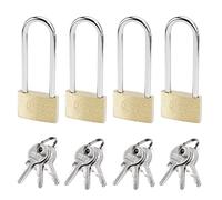 MroMax Lot de 4 cadenas en laiton avec clés identiques de 3 cm de large, finition brossée avec manille de 5 cm de long, pour tiroir, porte, armoire, entrepôt, école, salle de sport, casier, clôture,