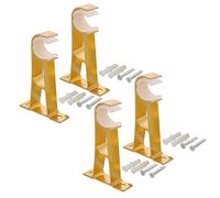 MroMax Lot de 4 supports de tringle à rideaux en alliage d'aluminium pour tringle à rideaux simples et muraux de 26 à 28 mm de diamètre Doré épais