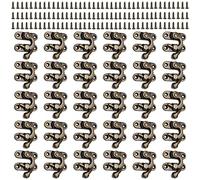 MroMax Lot de 50 loquets à crochet droit antique, bras oscillant plaqué bronze avec vis, 32 x 27 mm