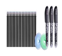 MROOFUL 25 pièces/ensemble stylo Gel effaçable noir recharges tige 0.5mm poignée lavable stylo effaçable magique pour stylo école outils d'écriture Kawaii papeterie