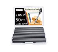 MROOFUL Lot de 50 mines de crayon de charpentier de 2,8 mm, noir, jaune, rouge, utilisées pour marquer des dessins d'architecte avec graffiti (noir)