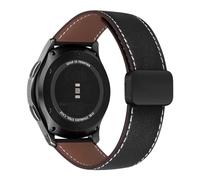 MroTech 22mm Bracelet Galaxy Watch 46mm Compatible avec Samsung Gear S3 Frontier/Galaxy Watch3 45mm,Bracelet Cuir Véritable Remplacement pour Huawei Watch GT2 46 mm Bande Magnétique,Cuir de Veau Noir