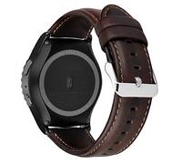 MroTech Bracelet Cuir Compatible pour Samsung Galaxy Watch 5/5 Pro/Watch 4/4 Classic/Active/Active 2/Active2/Gear Sport/S2 Classic Bracelet pour Vivoactive 3/Vivomove HR Band 20mm,Café/Argent