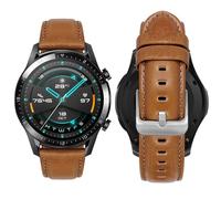 MroTech Bracelet de rechange en cuir véritable compatible avec Galaxy Watch 3 45 mm Gear S3 Frontier pour Huawei Watch 46 mm GT4/GT5/GT2/GT3/GT 46 mm/Pro/GT2e 22 mm, marron vintage / boucle argentée