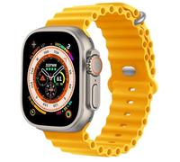 MroTech Bracelet de rechange en silicone Ocean compatible avec Apple Watch Ultra2/Ultra 49 mm, 45 mm, 44 mm, pour iWatch Série 10 9 8 7 6 5 4 3 2 1 SE SE2, 49/45/44 Jaune