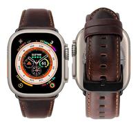 MroTech Compatible avec Apple Watch Bracelet Cuir Véritable 42mm 44mm 45mm 49mm Bande Rechange Remplacement pour iWatch Série Ultra/8/7/6/SE/5/4/3/2/1 Replacement Bracelet Fermoir Noire Classic Café