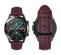 MroTech Galaxy Watch 3 45 mm - Gear S3 Frontier - Bracelet de rechange en cuir véritable - Pour Huawei Watch 46 mm GT4/GT5/GT2/GT3/GT 46 mm / Pro / GT2e 46 mm - 22 mm - Rouge vin
