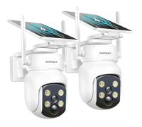 Mrowly 2.5K 4MP Camera Surveillance WiFi Exterieure sans Fil, 360° PTZ Camera Exterieur Solaire Batterie avec Panneau Solaire Amovible, 2.4/5G WiFi, Vision Nocturne Couleur, Audio Bidirectionnel-2PCS