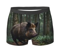 MROWYC Boxer pour homme doux et respirant avec imprimé forêt de sanglier, adapté pour un usage quotidien à la maison.