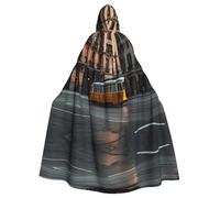 MROWYC Cape à capuche élégante avec imprimé tramway - Costume de fête de vacances/carnaval