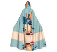 MROWYC Cape à capuche élégante en bambou avec dos tortue bleu et orange - Costume de fête de vacances/carnaval/cosplay